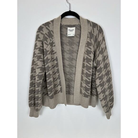 Womens Abercrombie & Fitch Houndstooth Print Open Cardigan Balloon Sleeve Size S - Picture 1 of 8